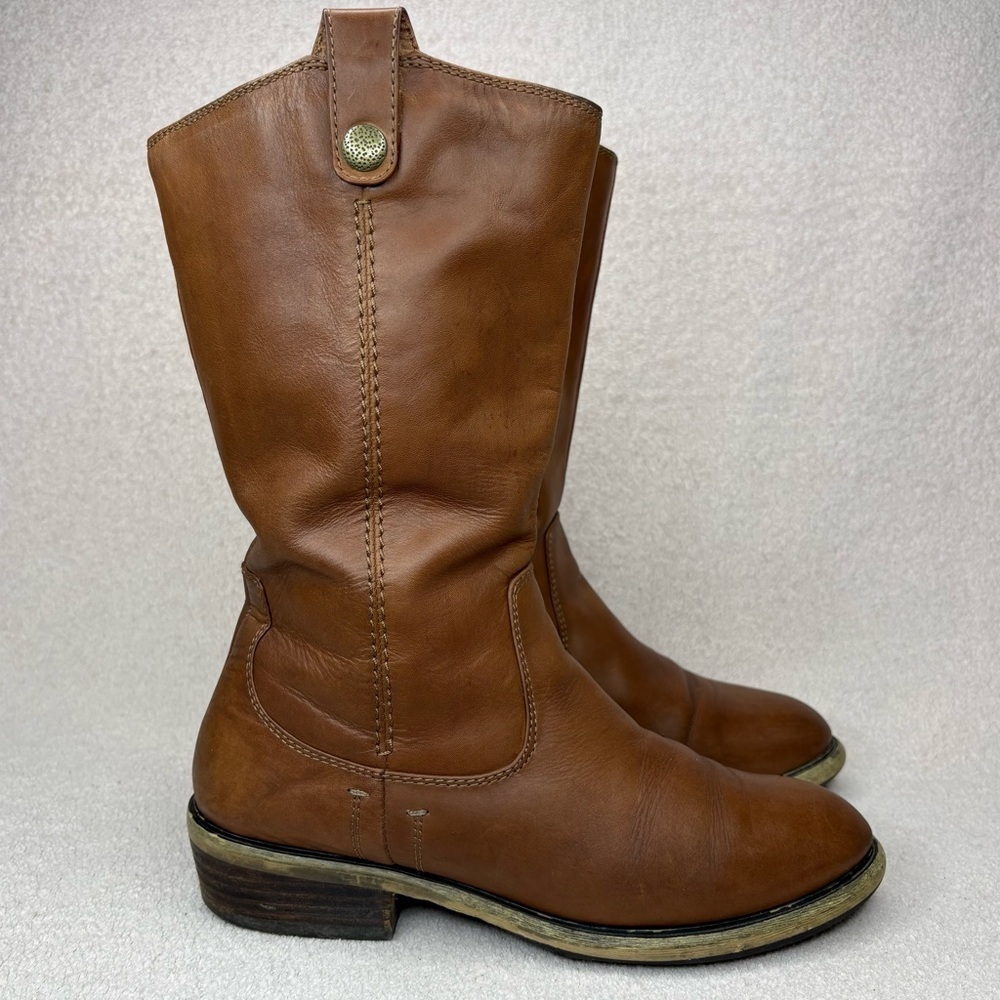 Kate Preston Jessie Leather Western Boots Women 8.5 Brown Pull On Faux Fur Lined - Picture 4 of 14
